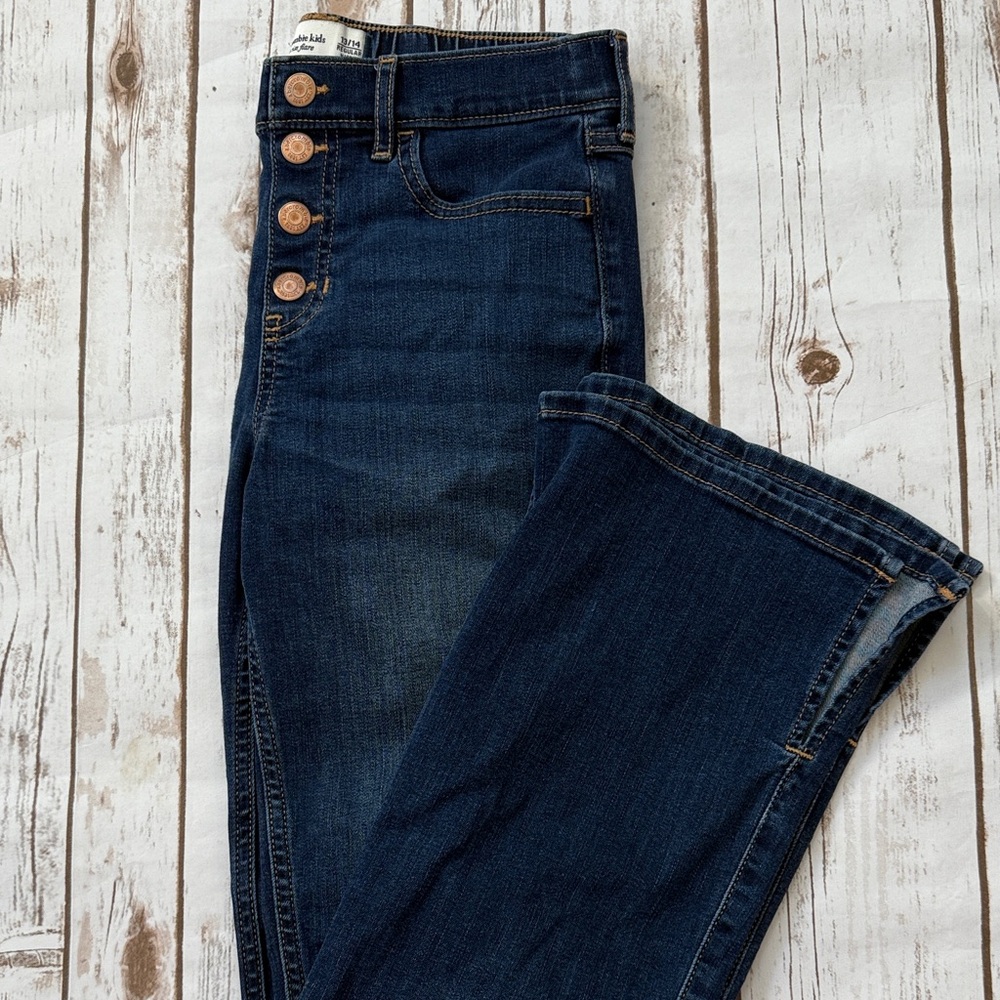 Abercrombie Kids Dark Blue High Rise Flare Jeans